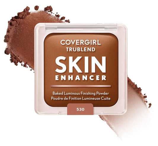 COVERGIRL TruBlend Skin Enhancer Baked Luminous Finishing Face Powder, with Hyaluronic Acid and White Rose Extract, Sheer & Buildable - 530 Cocoa Brownie