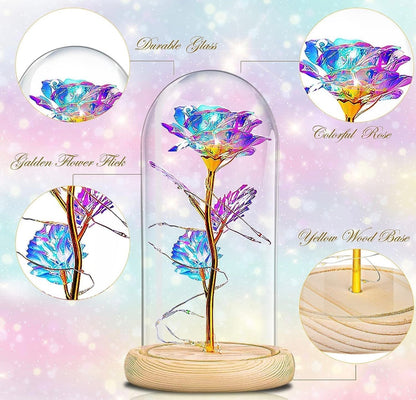 Rainbow- Timeless Crystal Flower - Illuminated Dome Glass - Special Occasion/Gifts