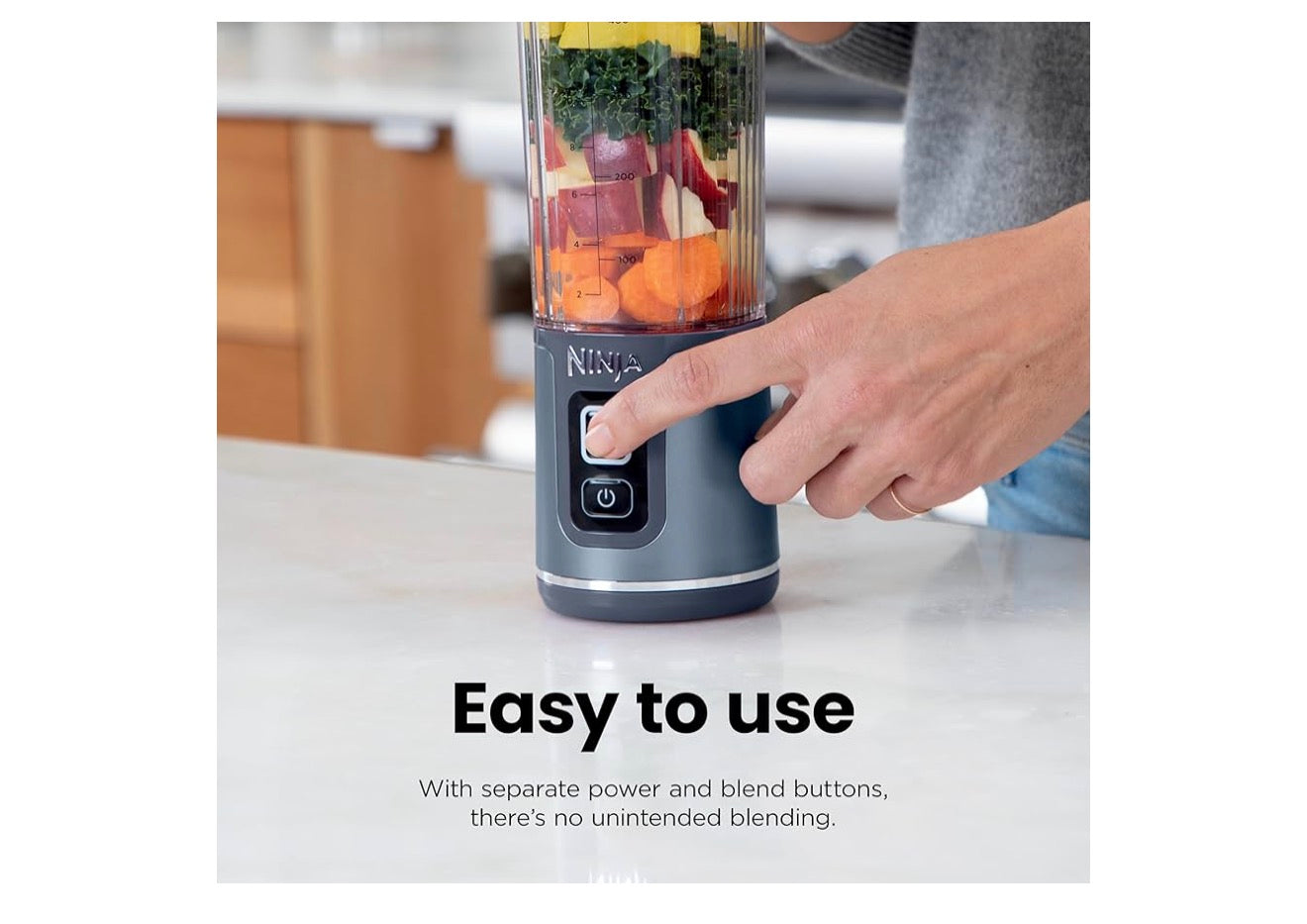 Ninja Blast Draagbare Blender Koordloos 530ml Houer Persoonlike Menger vir Skuddrankies en Smoothies BPA-vry Lekvrye Deksel en Suigbek USB-C Herlaaibaar Skottelgoedwasser Veilig - (Swart)