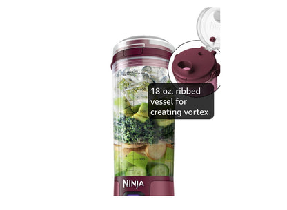 Ninja Blast Koordlose 18oz. Draagbare Versapper Vir Skuddrankies en Smoothies, BPA-vry, Lekvaste Deksel en Suigmondstuk, USB-C Herlaaibaar, Skottelgoedwasser Veilig - (Cranberryrooi)