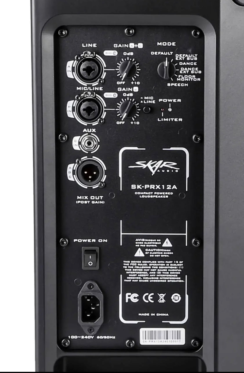 SK-PRX12A | 12" 1000 Watt Aktiewe 2-rigting PA-luidspreker
