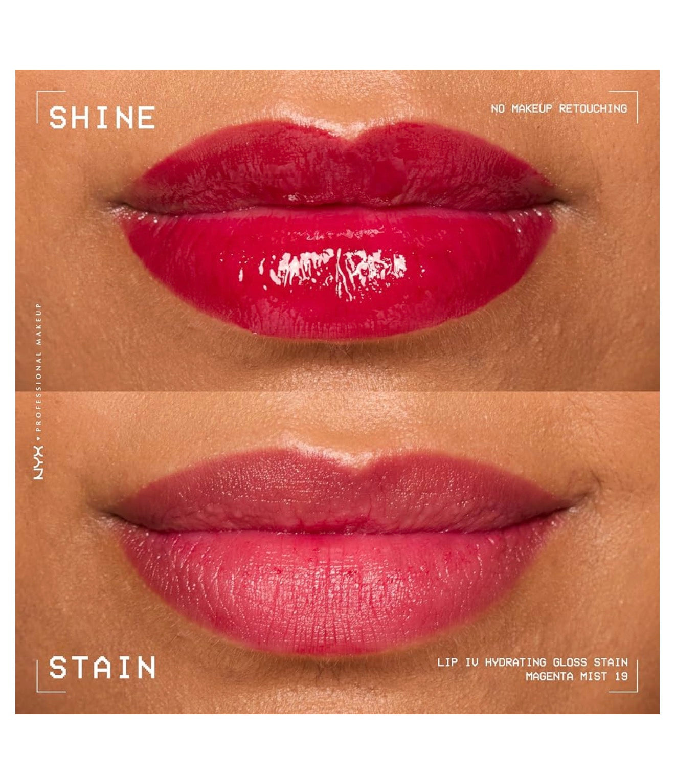NYX PRO MAKEUP Lip IV Hydrating Glossy Lip Stain, Langdurige, Getinte, Veganistiese Formule met 12 UUR Hidrasie - Magenta Mist (Bessie)