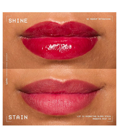 NYX PRO MAKEUP Lip IV Hydrating Glossy Lip Stain, Langdurige, Getinte, Veganistiese Formule met 12 UUR Hidrasie - Magenta Mist (Bessie)