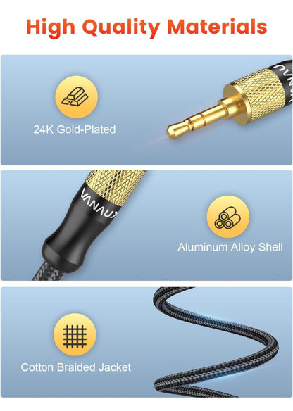 Essential 3.5mm Aux Cable 90 Degree Right Angle male to Male 26 Ft