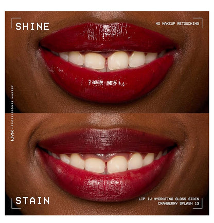 NYX PRO MAKEUP Lip IV Hydraterende Glans Lipvlek met 12H Hidrasie - Cranberry Splash (Rooi)