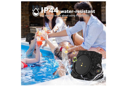Stel Rotsluidsprekers Buiten Waterdig met RGB-kleurligte Multi-Sink Tot 100 Luidsprekers, Outomatiese Saambinding, Sonkrag-aangedrewe en USB-laai - (Swart)