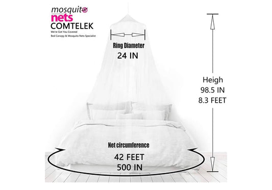 Mosquito Net Bed Canopy Curtains Full Size from Ceiling,Netting Bed Tent - White Decor