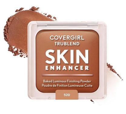 COVERGIRL TruBlend Skin Enhancer Baked Luminous Finishing Face Powder, with Hyaluronic Acid and White Rose Extract, Sheer & Buildable - 520 Cinnamon Roll