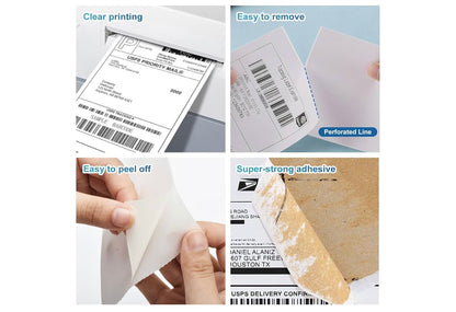 Waaiergevoude 4 x 6" Direkte Termiese Etikette Wit Geperforeerde Versendingsetikette, 500 stuks - 1 Stapel