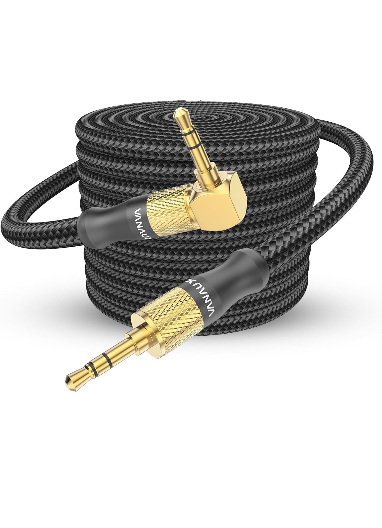 Essential 3.5mm Aux Cable 90 Degree Right Angle male to Male 26 Ft