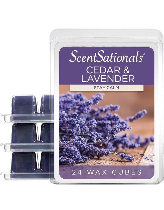 Scentsationals Wax Melts - Wax Cubes Strong Scent - Cedar and Lavender - Long Lasting Scented 4PK