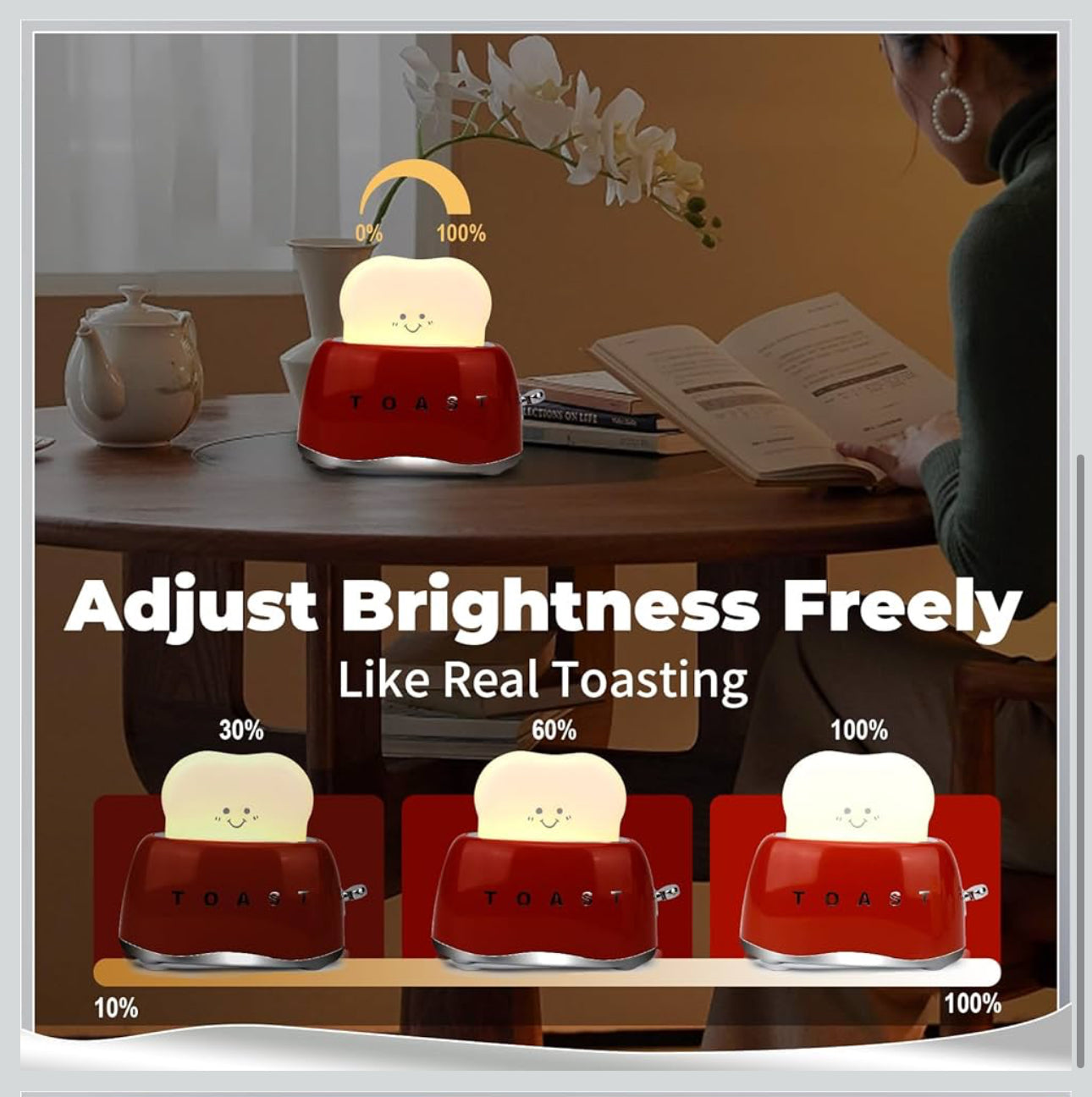 New Retro Decor Toaster Lamp with Rechargeable - RED