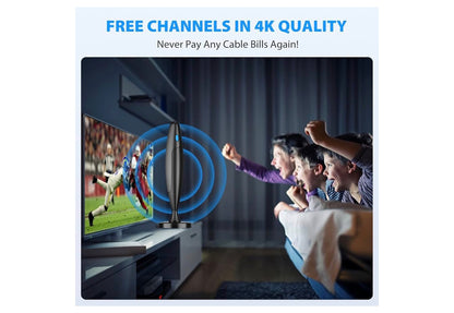 TV-antenna binnenshuis, antenna vir slim-TV vir langafstandontvangs en alle slim/ou TV's, HD digitale antenna met versterkersinjaalversterker vir plaaslike kanale, ondersteun 4K 1080p