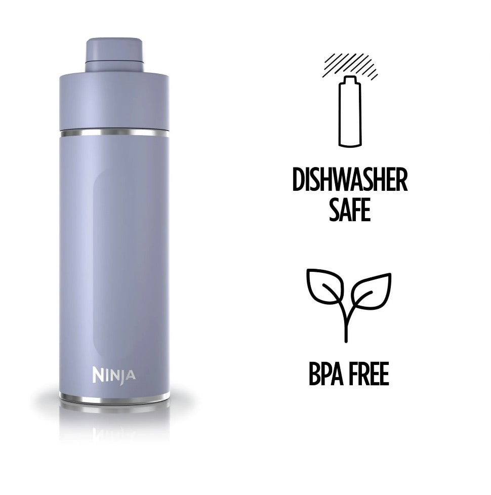 Ninja Travel Water Bottle (24 0z) Stainless Steel Tumbler for Carbonated Drinks (Purple)