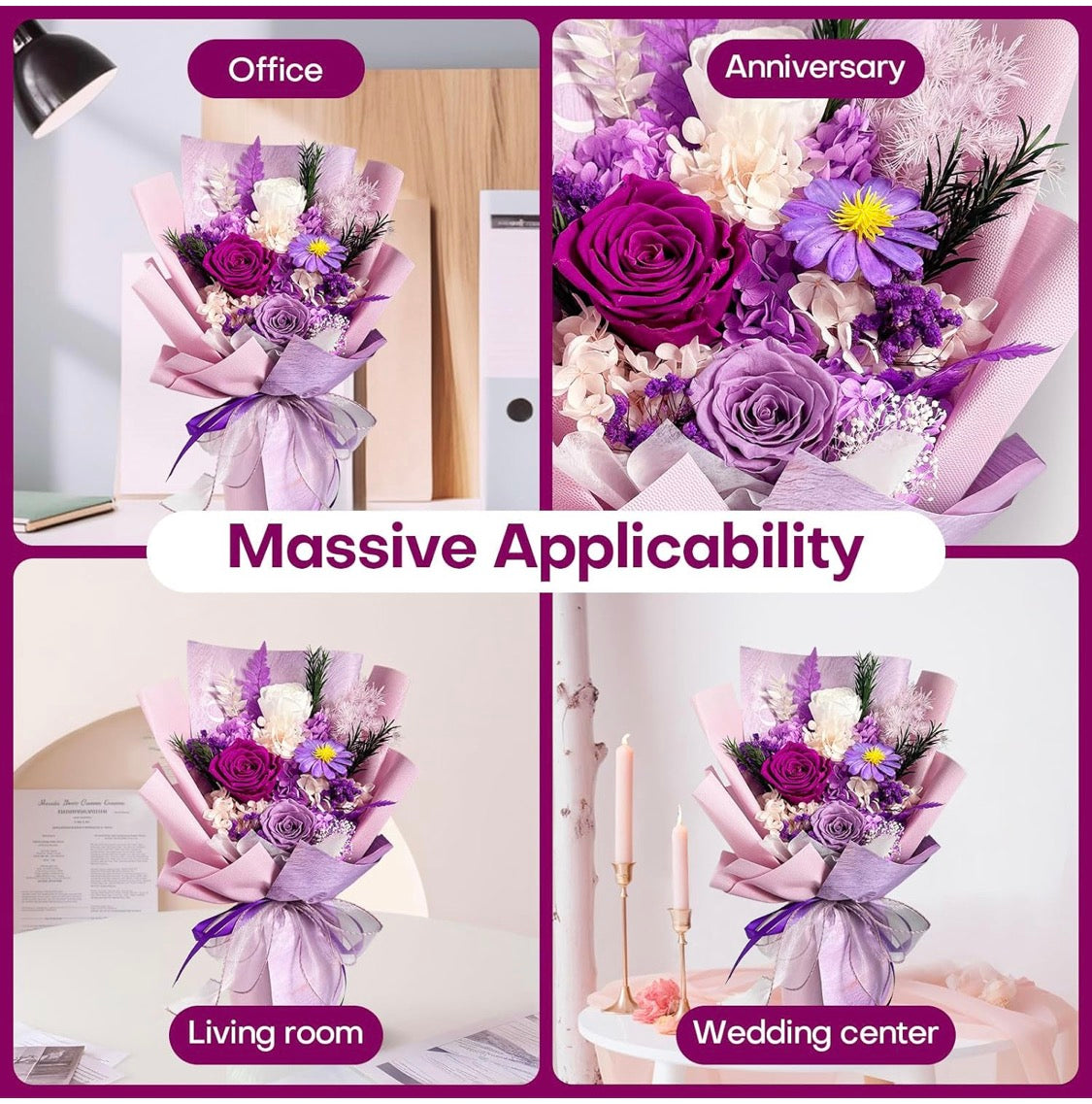 Preserved Flowers Bouquet, Eternal Natural Rose - Special Occasion - Decorations