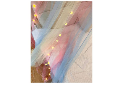 Muskietnet Bedkap Rainbow met LED-liggies Bedgordyne Volgrootte van Plafon, Koepelmuskietnet Beddekor