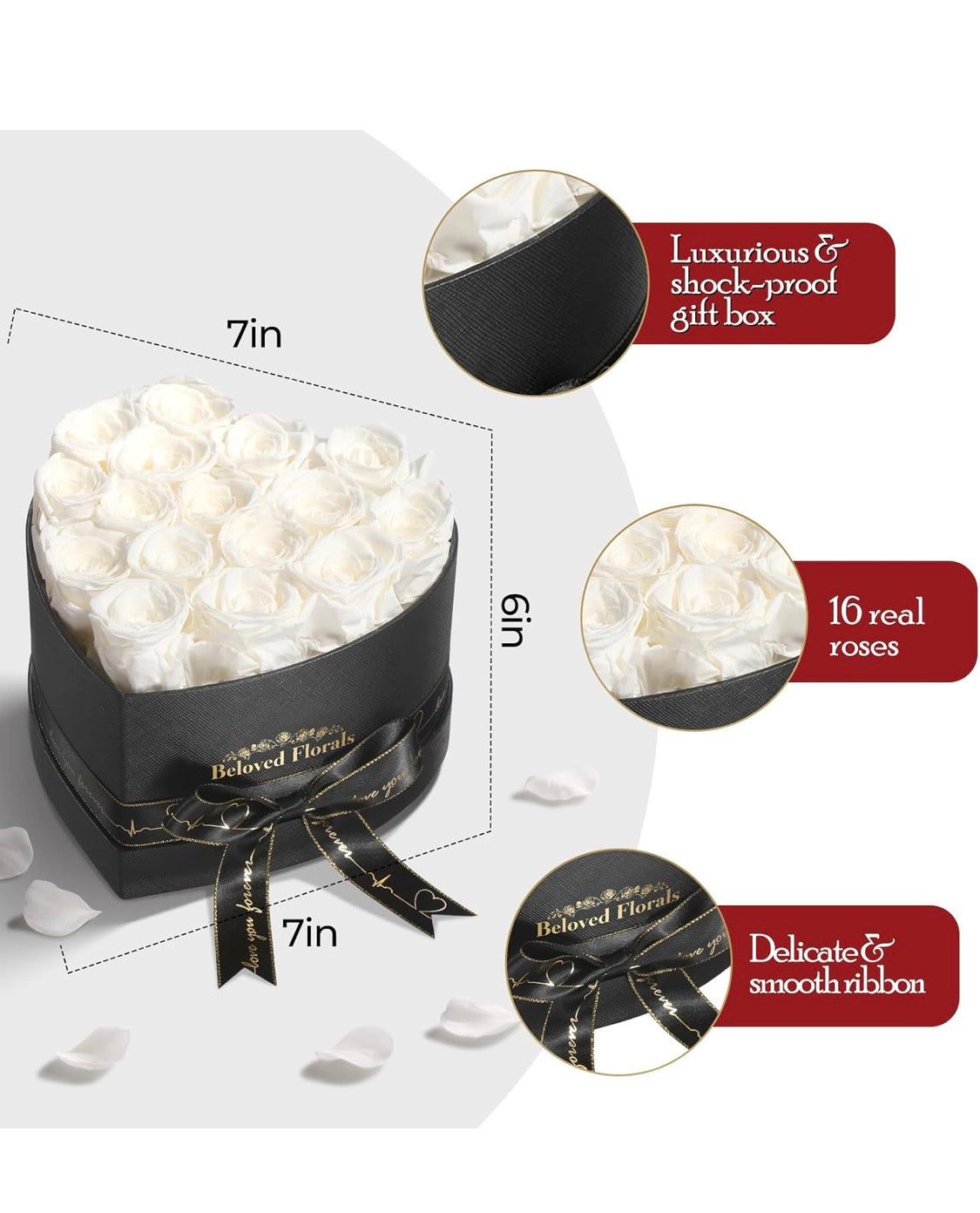 Elegant Preserved Flowers (16) Roses - For All Special Occasions - Pure White