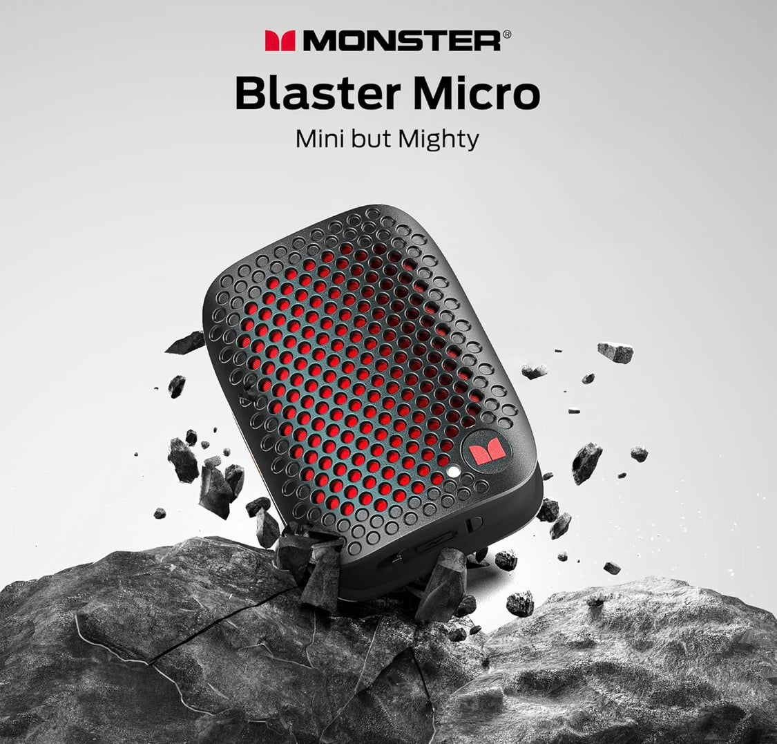 Monster Blaster Micro Clip-On Wireless Portable Speaker w/ Built-in Mic (Black)