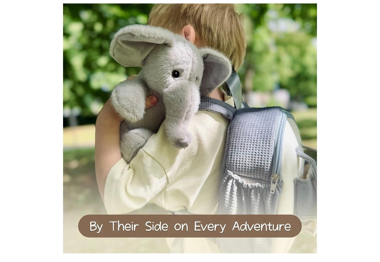 Hug & Go Olifant Kleuterrugsak Sagte Plaasdiere Sak met Aflosbare Speelding vir (Ouderdom 2–4)