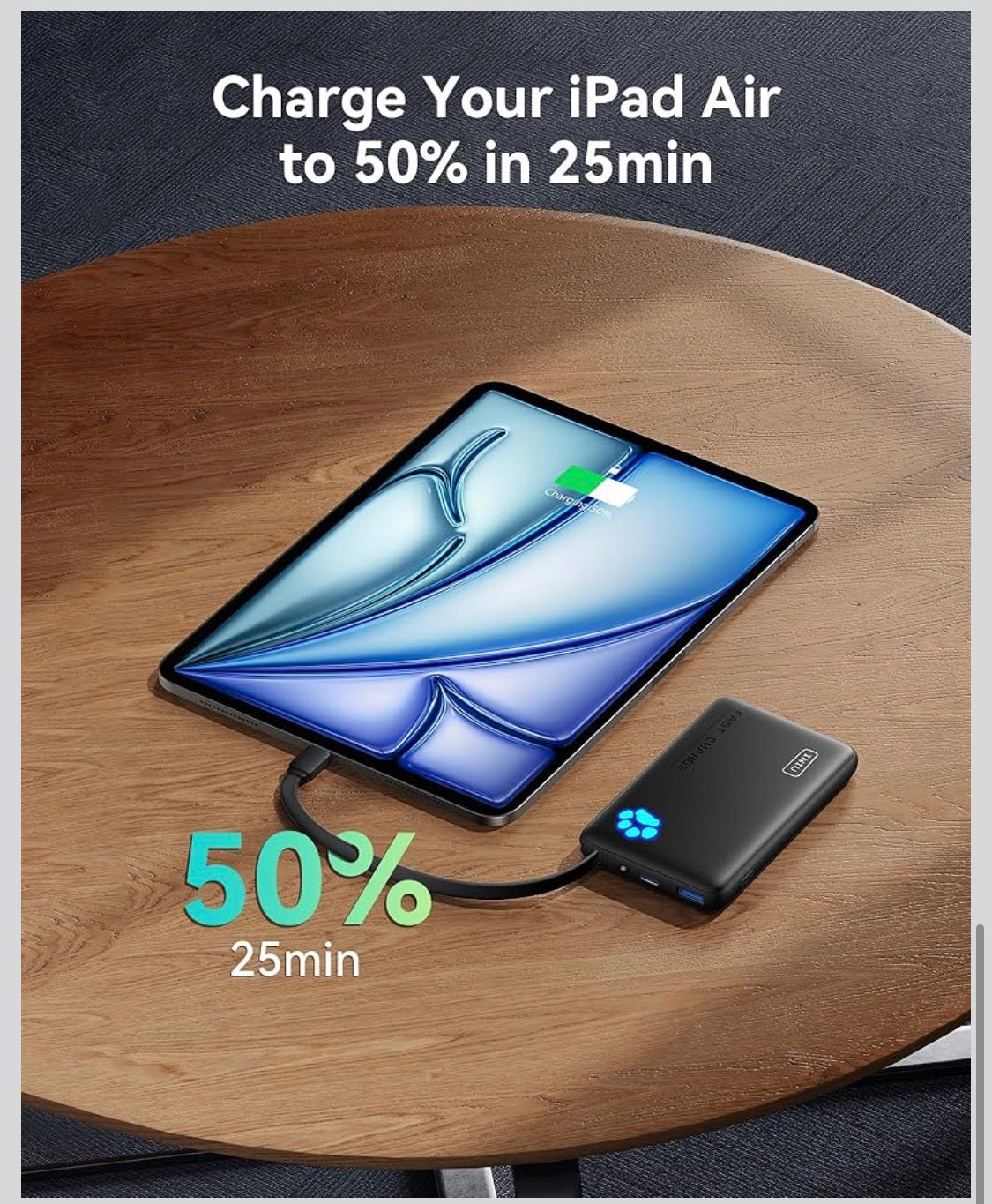 INIU PawGo Portable Charger, 45W PD 10000mAh Slim Power Bank with Built-in USB-C