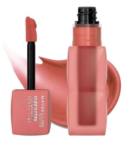 MAYBELLINE Super Stay Teddy Lip Tint, Langhoudende Mat Lipstiffie Vir Tot 12 UUR Drag - (Skinnydip) 1 stuks
