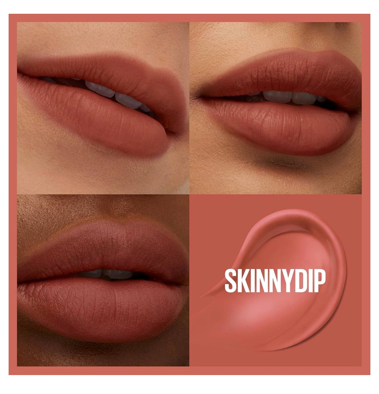 MAYBELLINE Super Stay Teddy Lip Tint, Langhoudende Mat Lipstiffie Vir Tot 12 UUR Drag - (Skinnydip) 1 stuks