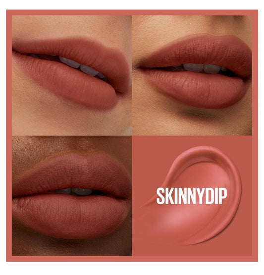 MAYBELLINE Super Stay Teddy Lip Tint, Langhoudende Mat Lipstiffie Vir Tot 12 UUR Drag - (Skinnydip) 1 stuks