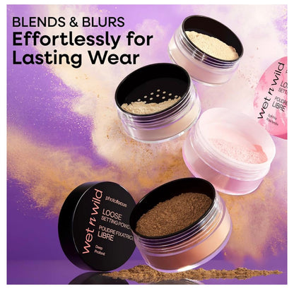 wet n wild Photo Focus Loose Baking Setting Powder, Highlighter Makeup, Suitable for All Skin Tones - Off-White Translucent