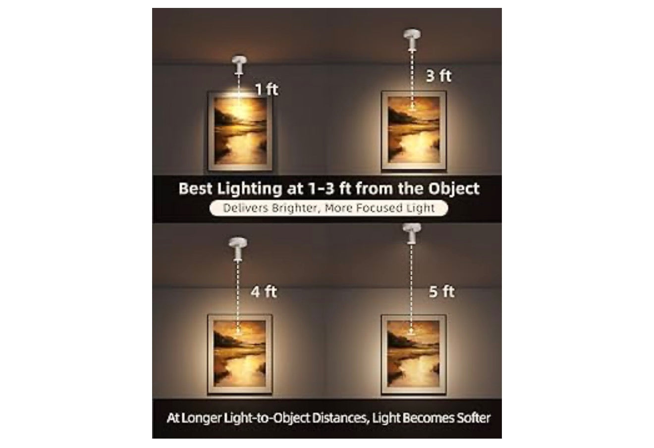 LED Kollig Binnenshuis, 5500mAh Herlaaibare Battery-aangedrewe Prentbeligting, Koordlose Mini Kuns Aksent Kolligte met Afstandbeheer, (4PK - Goud)
