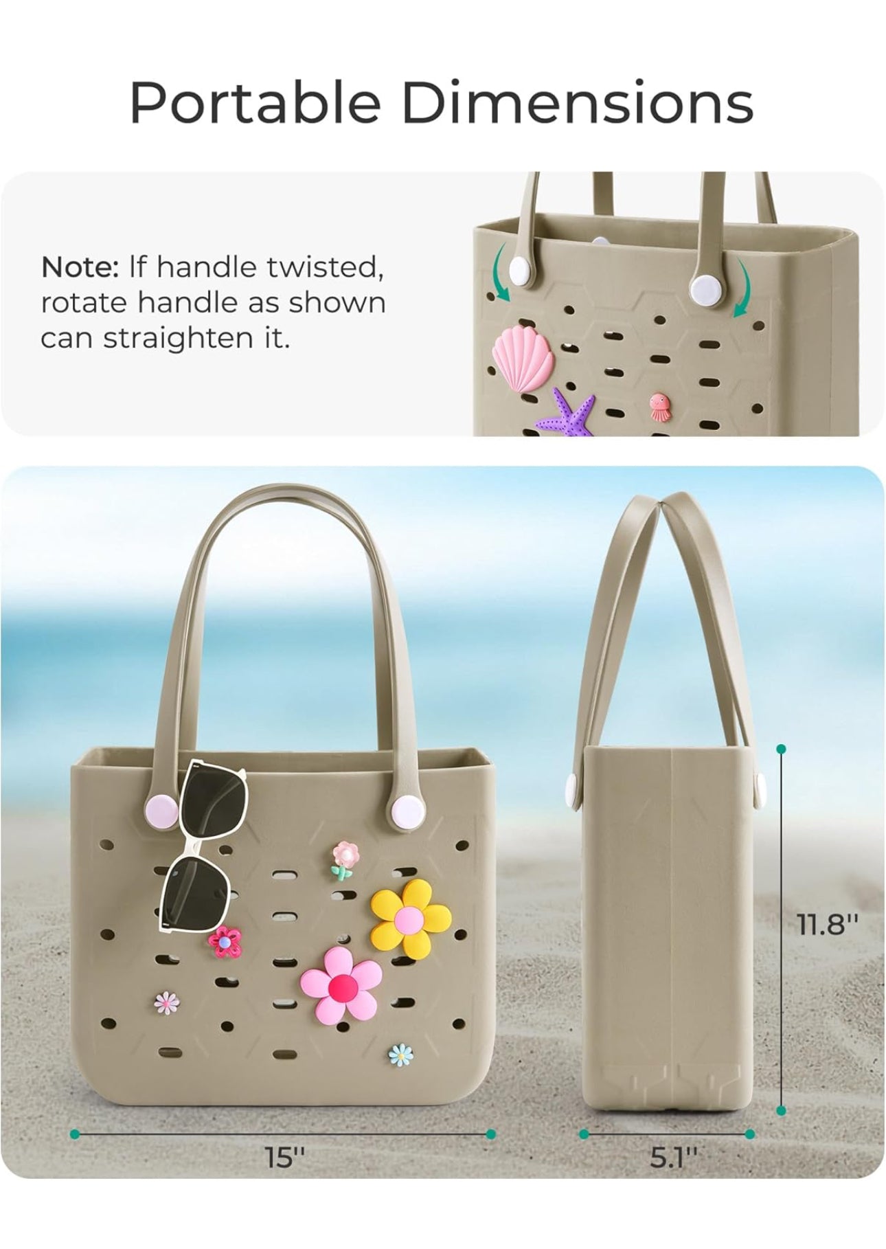 Bag Essential, Water-resistant Rubber Tote Bag, Sand-proof, Vacation -Beach Essential