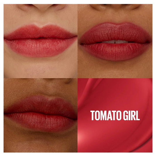 MAYBELLINE Super Stay Teddy Lip Tint, Langblywende Mat Lipstiffie vir Tot 12 Uur Dra - (Tomato Girl) 1 stuk