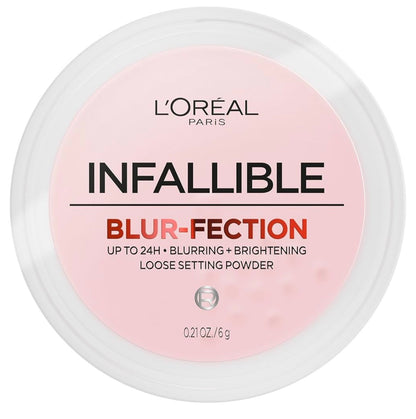 L'Oréal Paris Infallible Blur-fection Langhoudende Los Poeier, Vervaag Gesigpoeier met Tot 24 Ure van Dra – Verhelderende Dieppienk (1 Kit)
