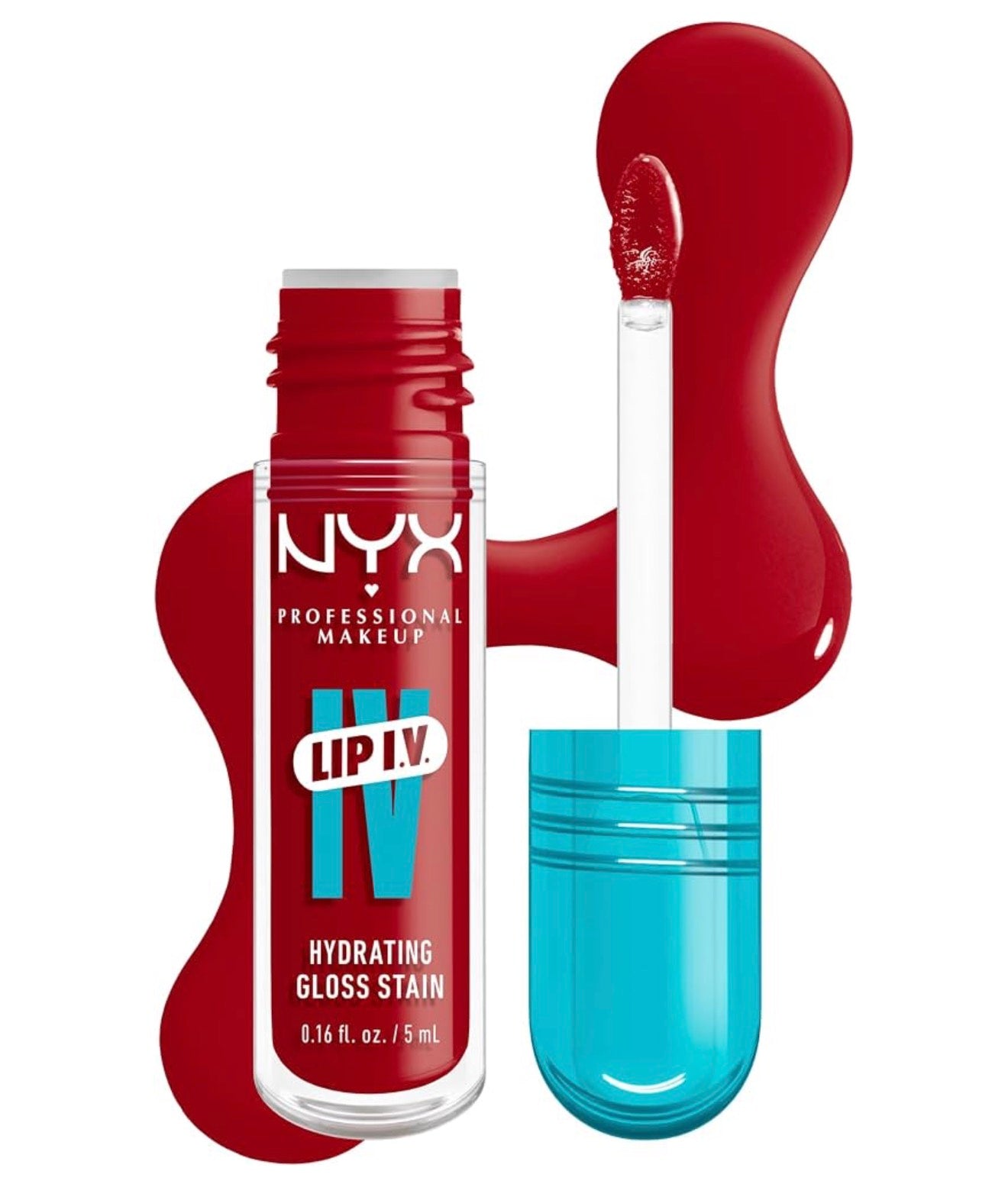 NYX PRO MAKEUP Lip IV Hydrating Glossy Lip Stain, Langdurig, Getint, Veganistiese Formule met 12 UUR Hidrasie - Cherry Drenched (Rooi)