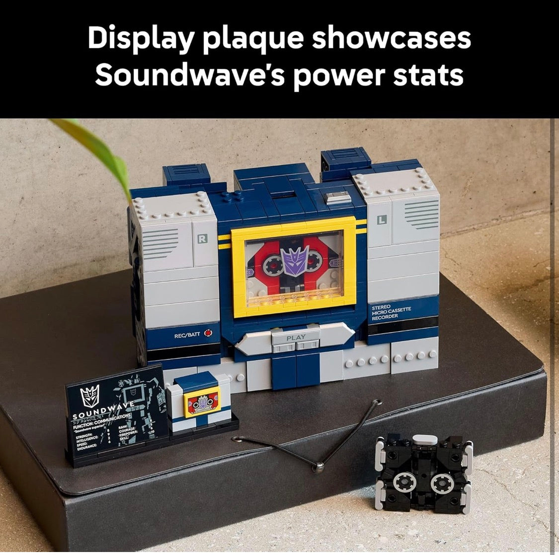 LEGO Icons Transformers: Soundwave - Building Set W/Sound Effects Model Kit W/Ravage & Laserbeak Figures - 10358