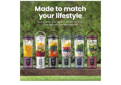 Ninja Blast Koordlose 18oz. Draagbare Blender Vir Skud- en Smoothies, BPA-vry, Lekvrye Deksel en Slurpmondstuk, USB-C Herlaaibaar, Skottelgoedwasser Veilig - (Metaalblou)