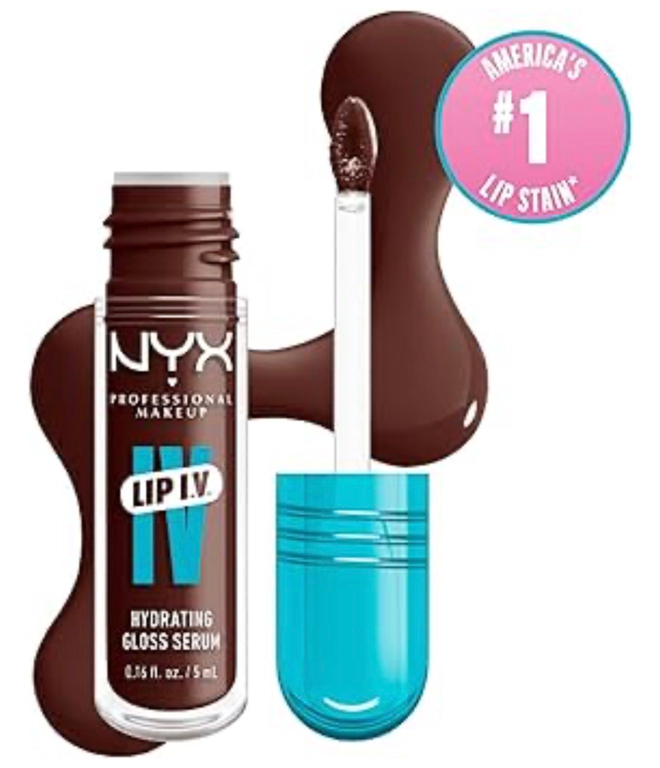 NYX PRO MAKEUP Lip IV Hydrating Glossy Lip Stain, Langdurig, Getint, Veganistiese Formule met 12 UUR Hidrasie - Mocha Me Wet