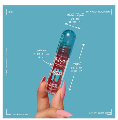 NYX PRO MAKEUP Lip IV Hydraterende Glans Lip Stain met 12H Hidrasie – Water Bout Wine (Rooi)
