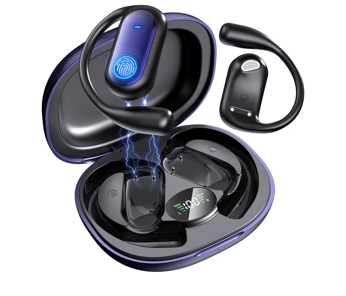 Open-Ear 4-in-1 Smart Mode Bluetooth 5.4 Touch Screen Earphones Real-Time Headphones - 168 Languages AI Live Translation (L. Blue)