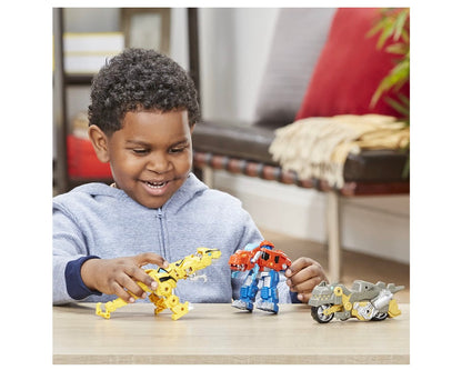 Transformers Playskool Primal Team-Up 3-Pack with Optimus Prime,Bumblebee, and Grimlock Converting Dinosaur Figures, 4.5-Inch Toys, Ages 3 and Up