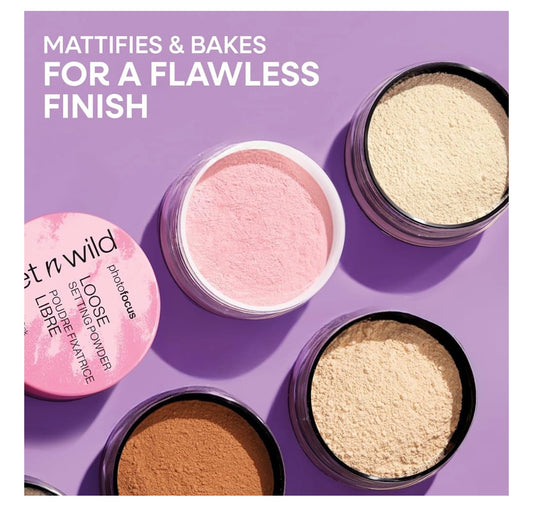 wet n wild Photo Focus Loose Baking Setting Powder, Highlighter Makeup, Suitable for All Skin Tones - Banana