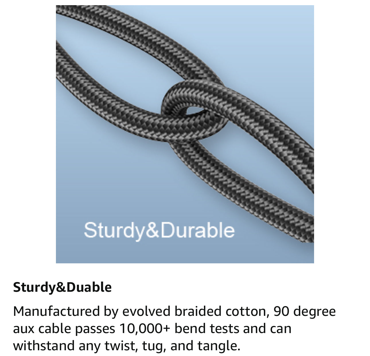 Essential 3.5mm Aux Cable 90 Degree Right Angle male to Male 26 Ft