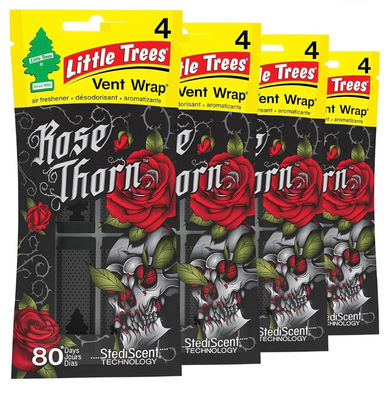 LITTLE TREES Kar Lugverfrisser | Vent Wrap Verskaf Langdurige Geur, Onsigbaar Vars - (Rose Thorn)