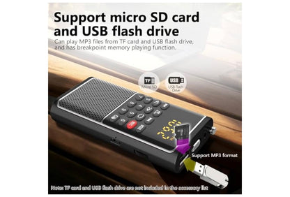 Mini Draagbare FM-radio USB-speler, TF/SD-kaart/USB-gleufondersteuning Mp3-speelopname, Sak-Walkman Klein radio met sluitknoppie, Polsbandjie, Herlaaibare battery-aangedrewe, Uitstekende ontvangs en klank