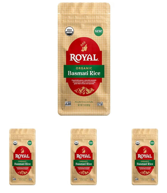 Royal White Basmati Rice - Organiese Langgraan Basmati-rys - 2lb (4PK)