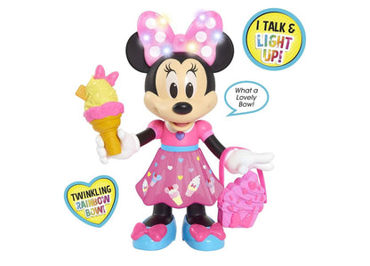 Disney Junior Lekkers & Bedere Minnie Muis, Interaktiewe 25cm Pop met Liggie, Klanke en Bykomstighede, Kinderspeelgoed vir Ouderdom 3 en Ouer +