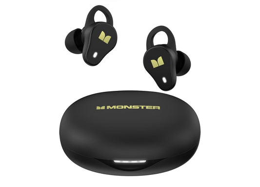 Monster NL210 Draadlose Oorfone, Bluetooth 5.4 in-Oor Stereo Ingeboude Mikrofoon vir Kristalhelder Oproepe, 32H Speeltyd, Tipe-C Laai, Waterdigte Sport - (Swart)