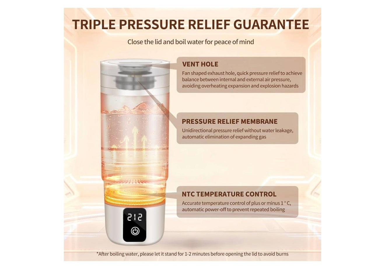 Reis-elektriese ketel, draagbare waterverwarmer met 6 veranderlike voorafinstellings, klein met warmhou-temperatuurkontroles en droogkookbeskerming 400 ml - (Wit)