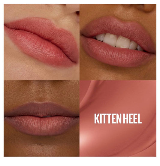 MAYBELLINE Super Stay Teddy Lip Tint, Langblywende Mat Lipstiffie vir Tot 12 UUR Dra – (Kitten Heel) 1 stuks