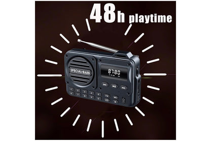 Sakradio FM USB-C Laai 2000mAh Herlaaibaar Uitstekende Ontvangs Duidelike Luidspreker en Oorfoneaansluiting, LCD-skerm, FM-radio vir Stap/Draf/Gim, Bluetooth/TF.(GEEN AM) - (Koolstof)