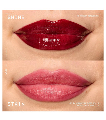 NYX PRO MAKEUP Lip IV Hydraterende Glans Lip Stain met 12H Hidrasie – Water Bout Wine (Rooi)